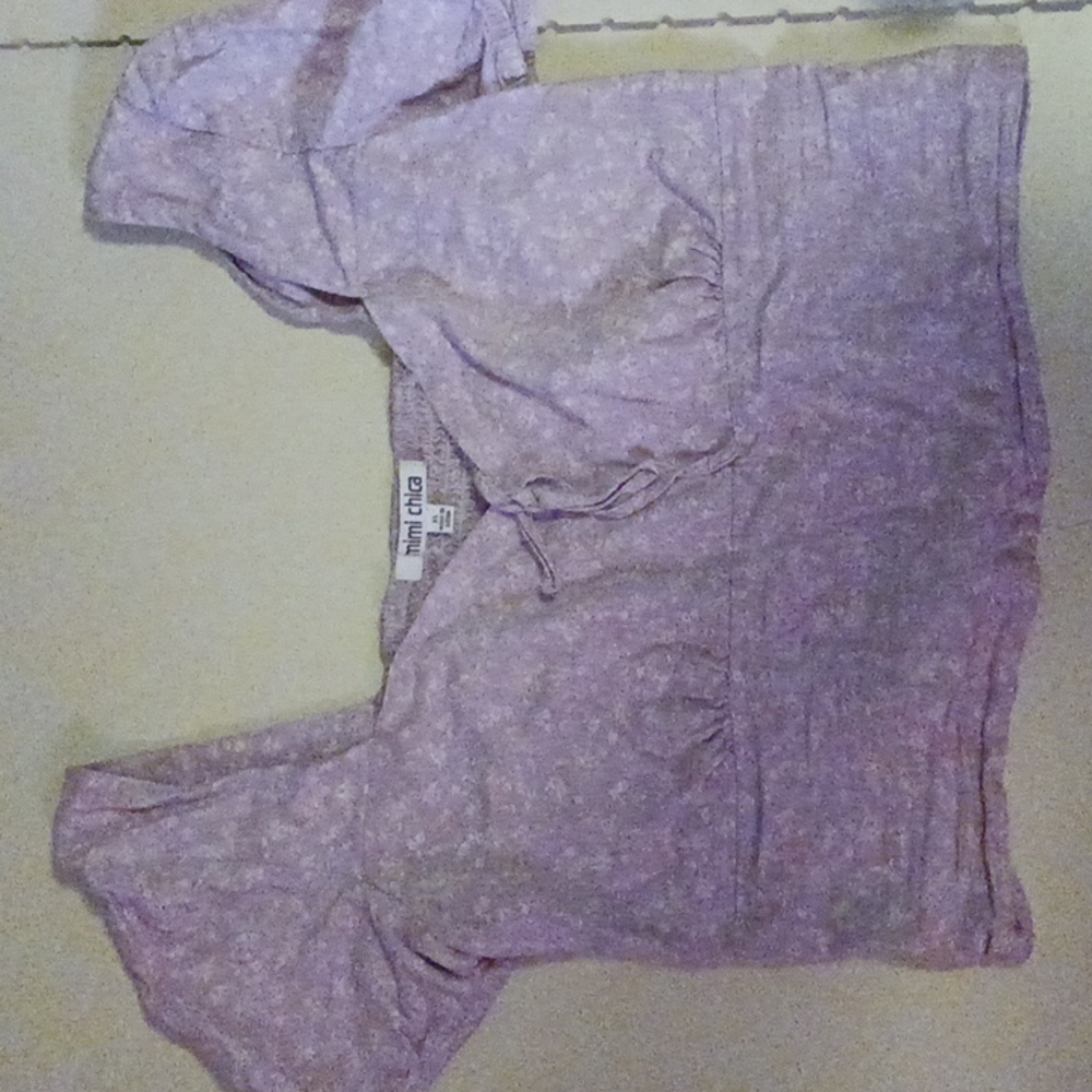 lilac blouse with white flowers